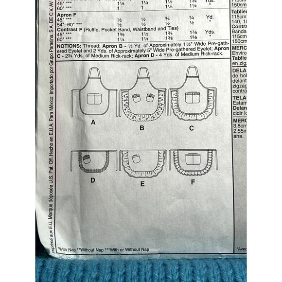 McCalls 5284 pattern full or half apron ruffle hem size one size - Picture 5 of 6